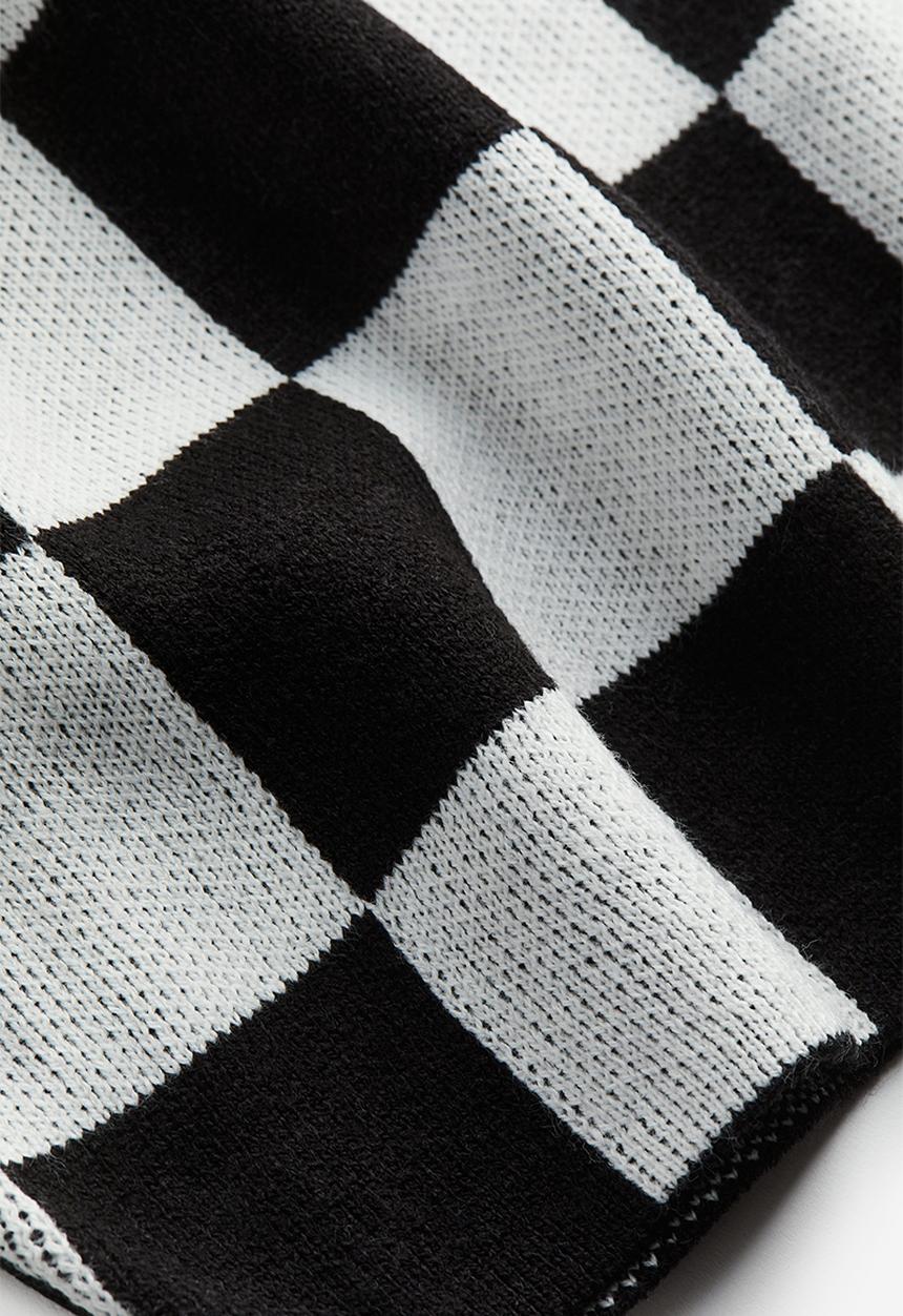 H&M - Boxy-style rib-knit jumper - black & white checked