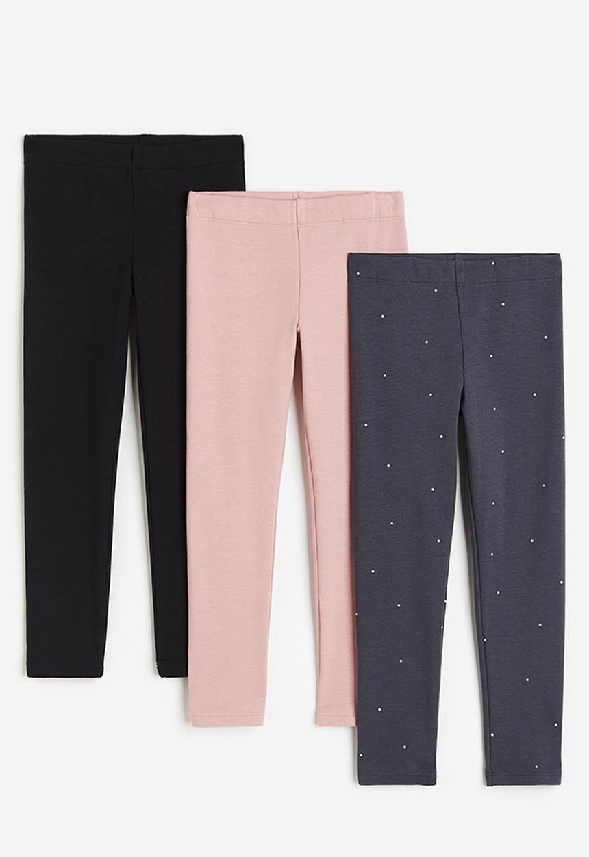 H&M - 3 Pack heavy jersey leggings - black & light pink