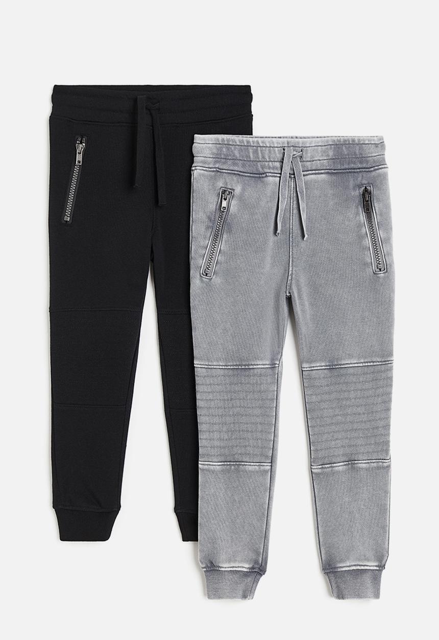 H&M - 2-pack biker joggers - grey & black