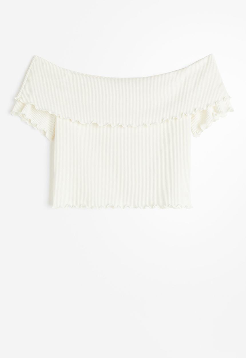 H&M - Ribbed off-the-shoulder top - white
