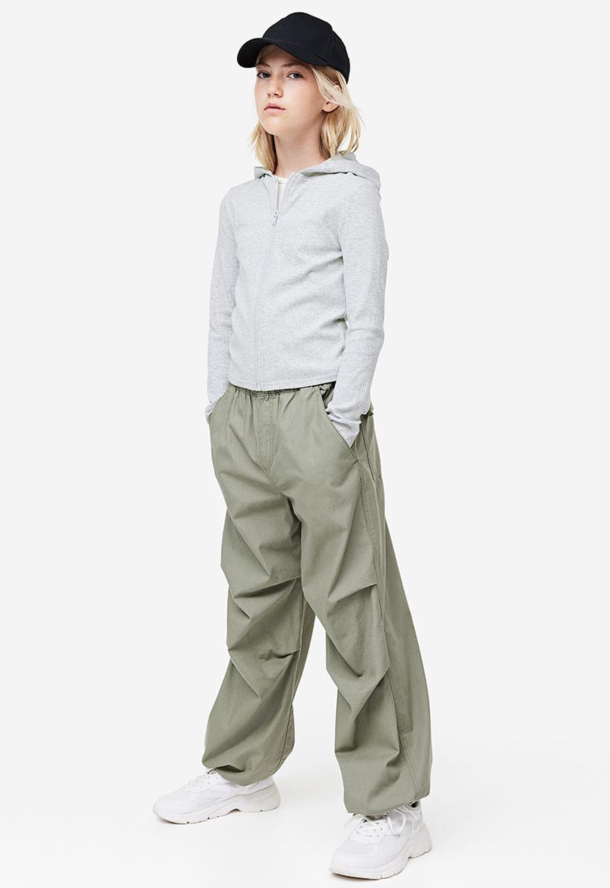 H&M - Ribbed zip-through hoodie - grey