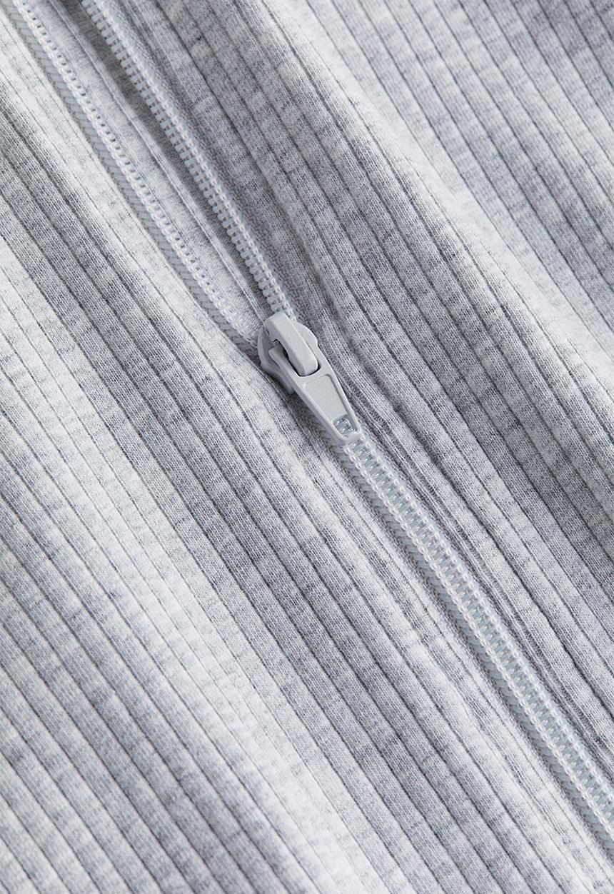 H&M - Ribbed zip-through hoodie - grey