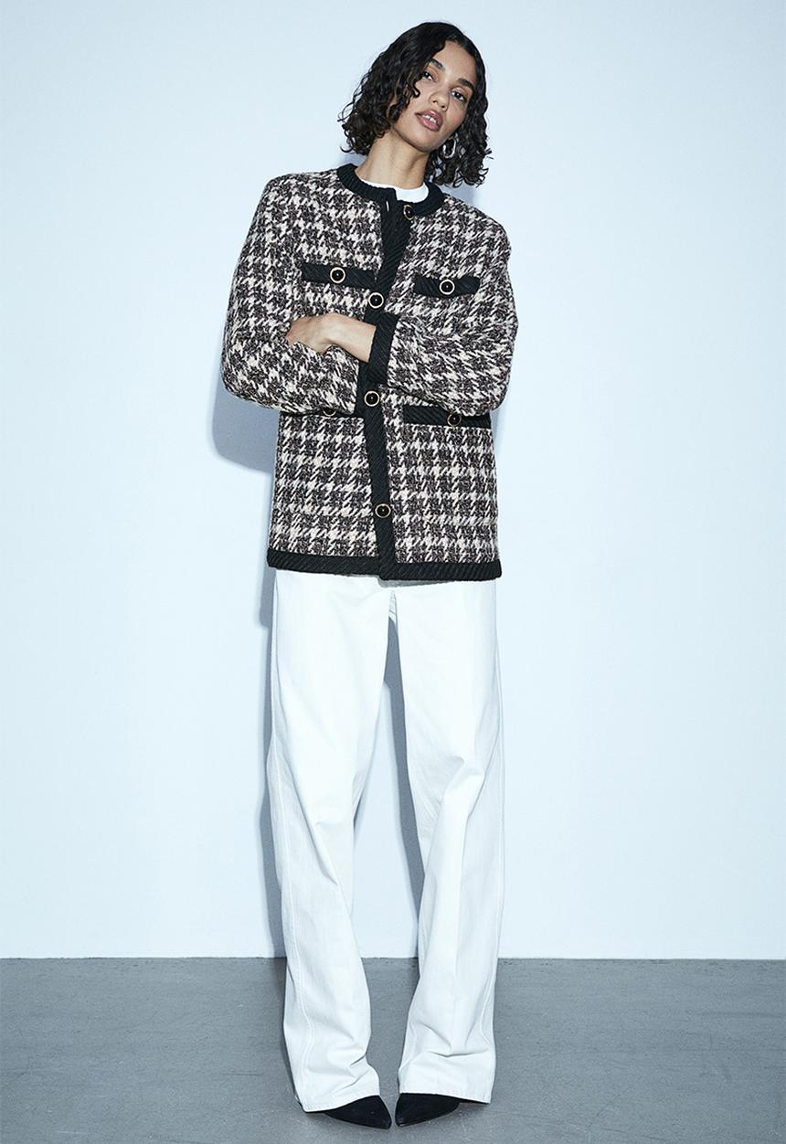 H&M - Textured-weave jacket - black