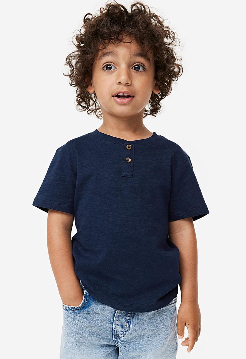 H&M - Cotton henley top - dark blue