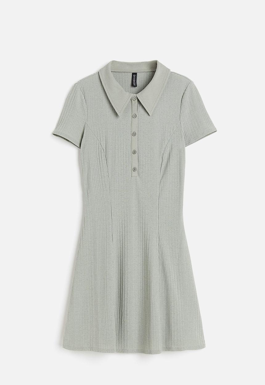 H&M - Ribbed collared dress - green