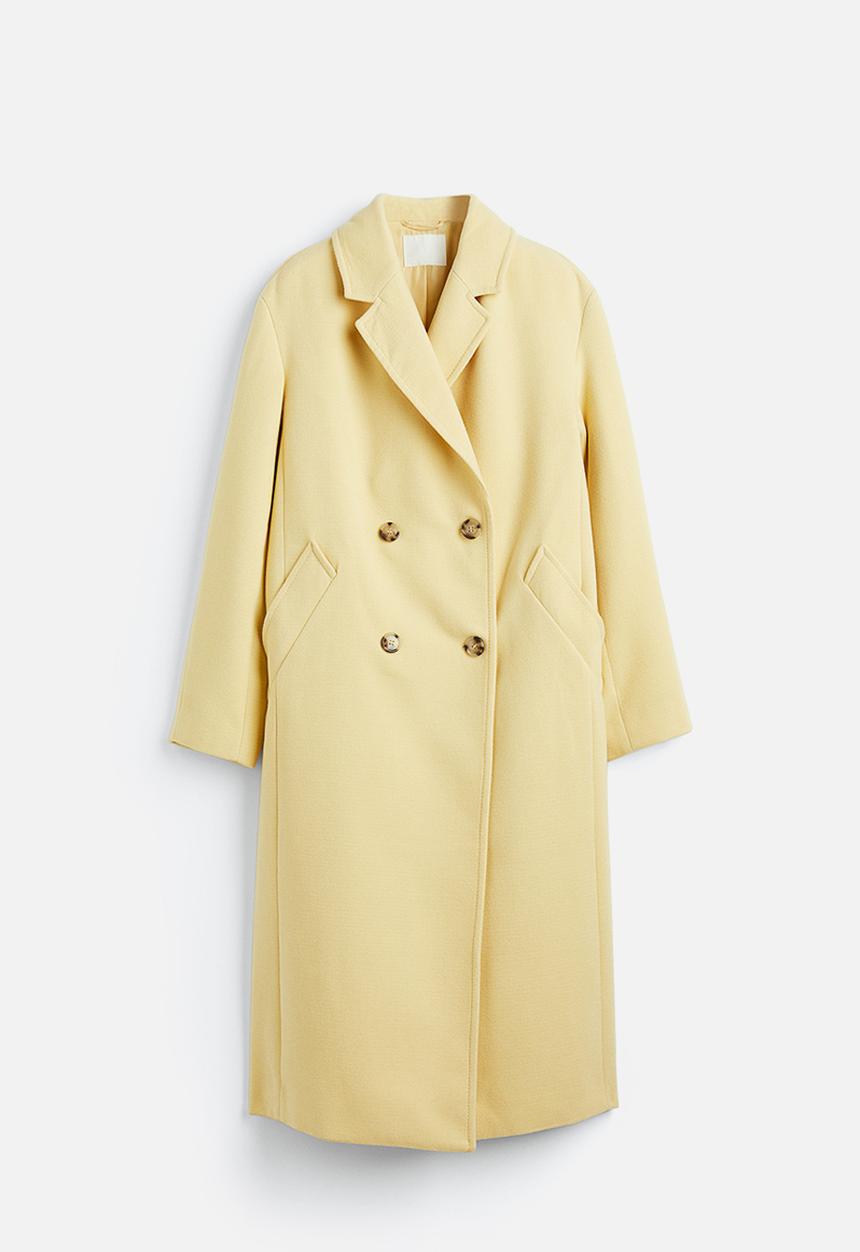 H&M - Double-breasted coat - light yellow
