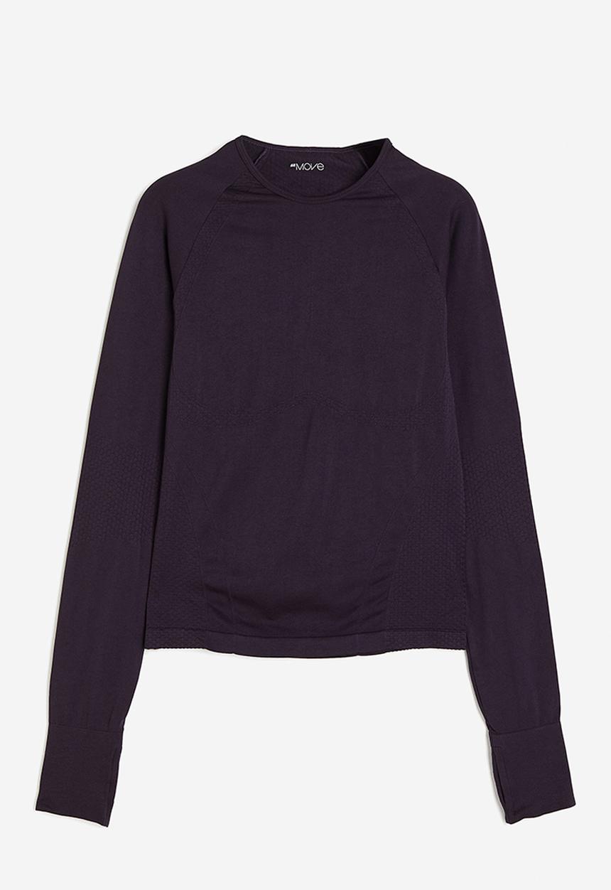H&M - Drymove™ seamless sports top - dark plum