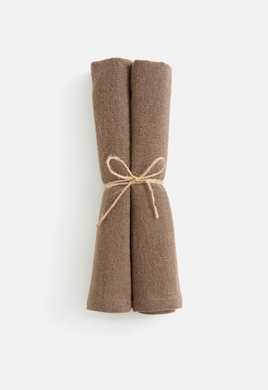 H&M - 2-Pack linen-blend napkins - brown