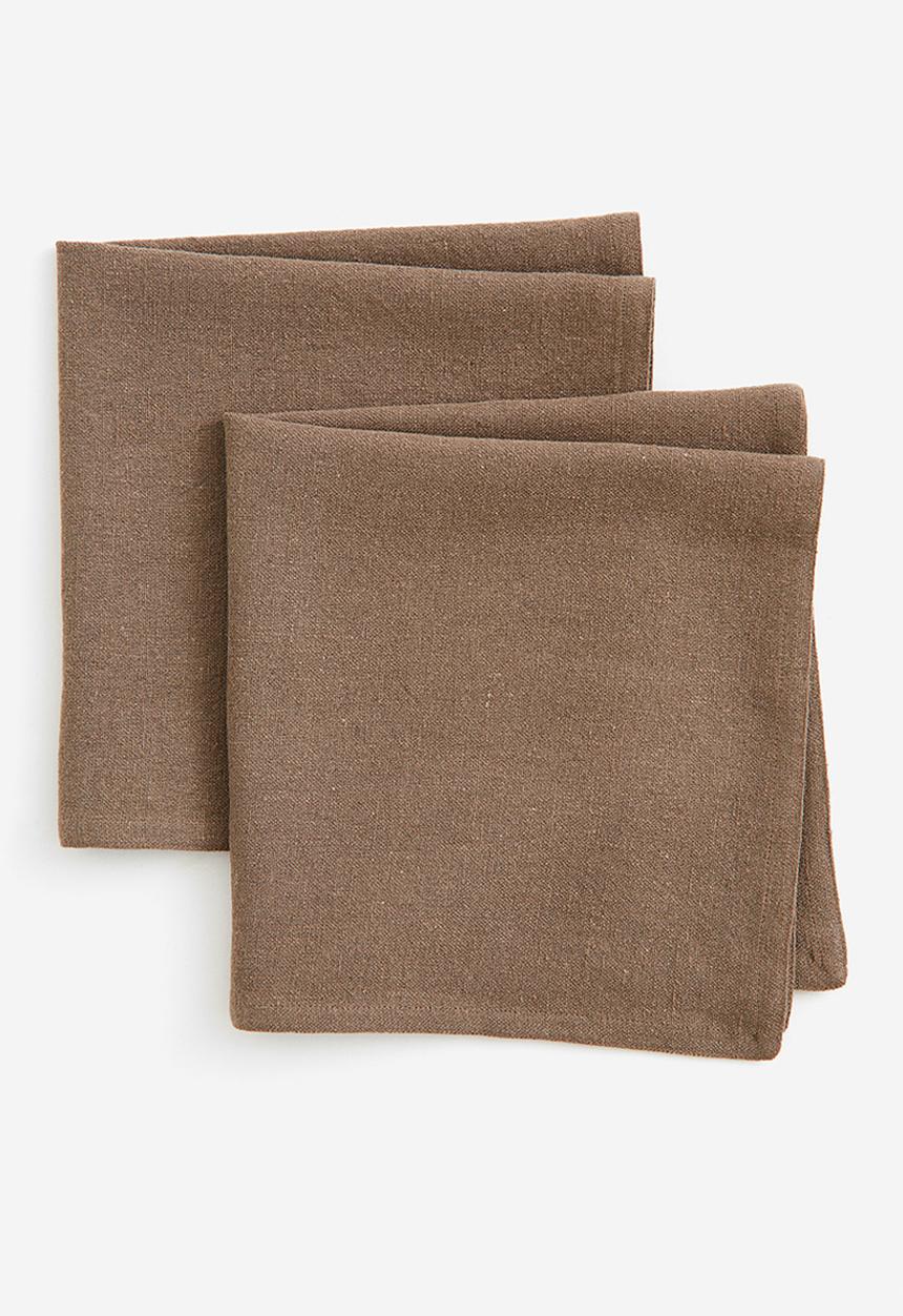 H&M - 2-Pack linen-blend napkins - brown