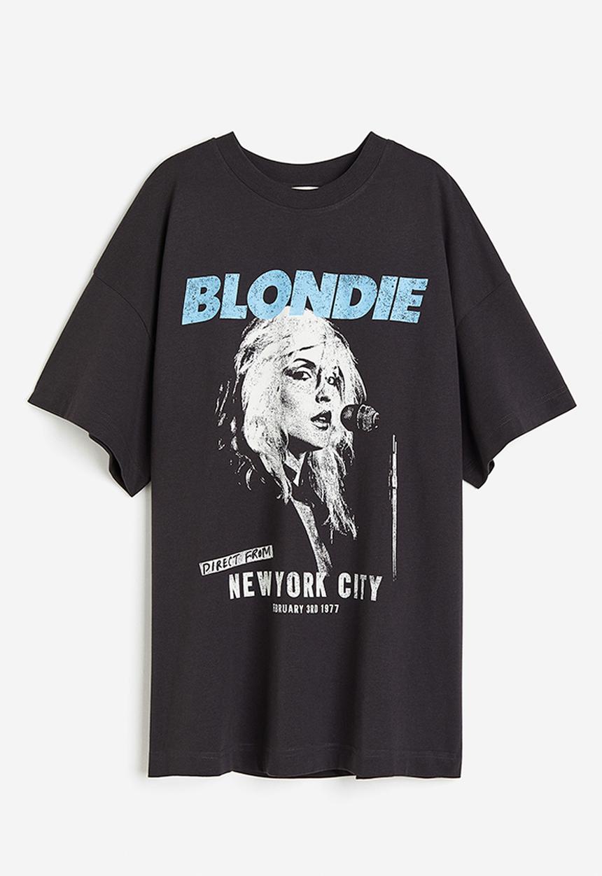 H&M - Long printed t-shirt - grey