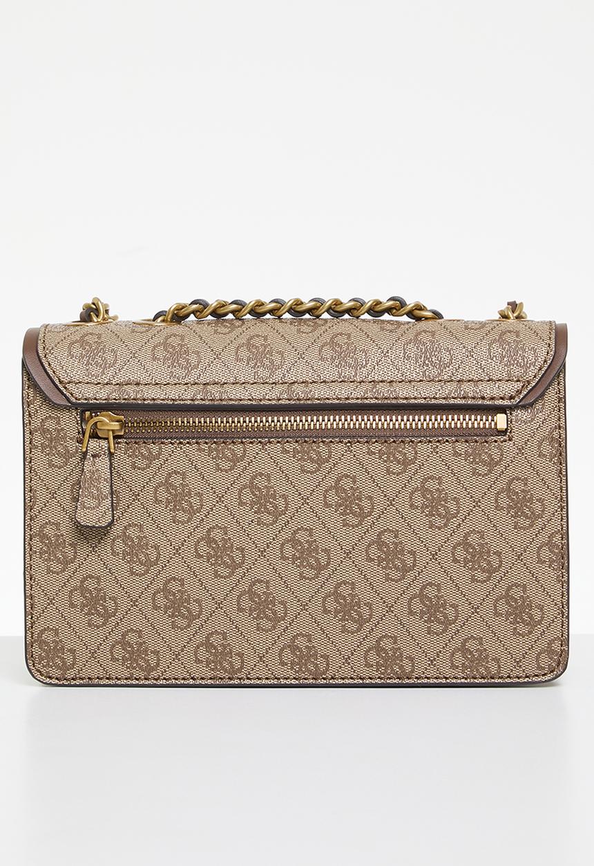 GUESS - Izzy convertible xbody flap - latte logo/brown