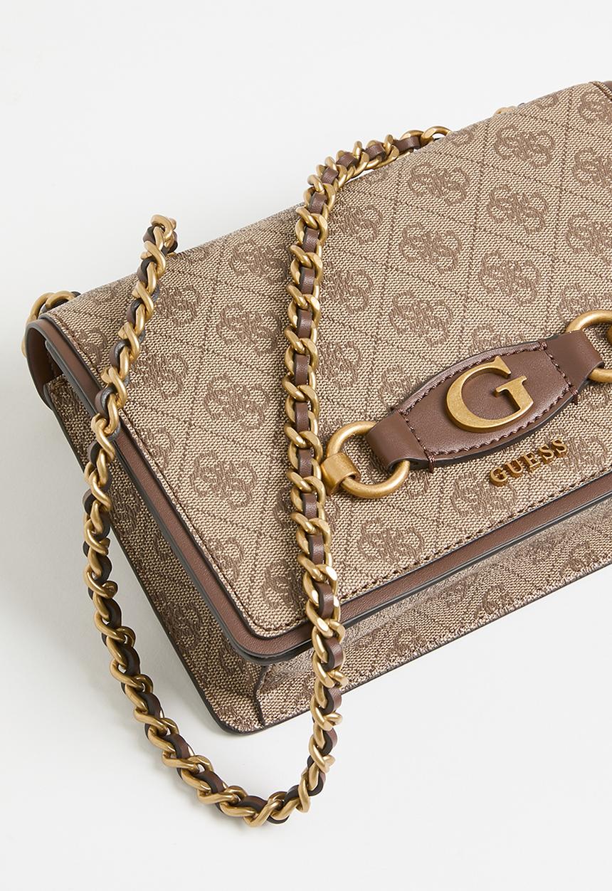 GUESS - Izzy convertible xbody flap - latte logo/brown