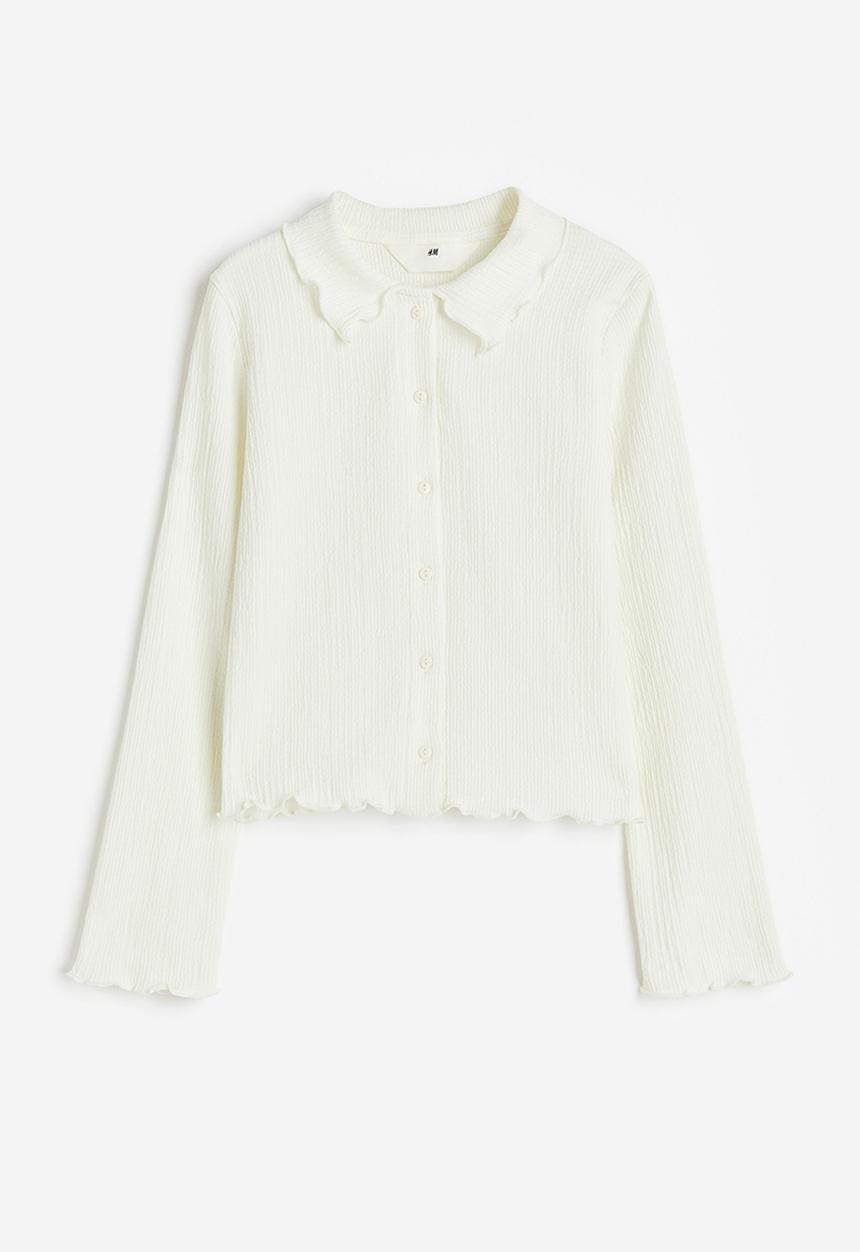 H&M - Crinkled jersey blouse - white