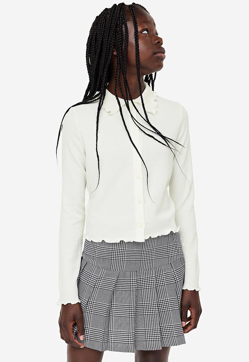 H&M - Crinkled jersey blouse - white