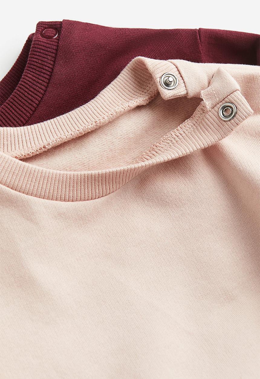 H&M - 2-pack cotton sweatshirts - light pink/dark red