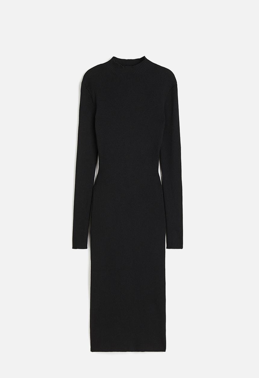 H&M - Rib-knit turtleneck dress - black
