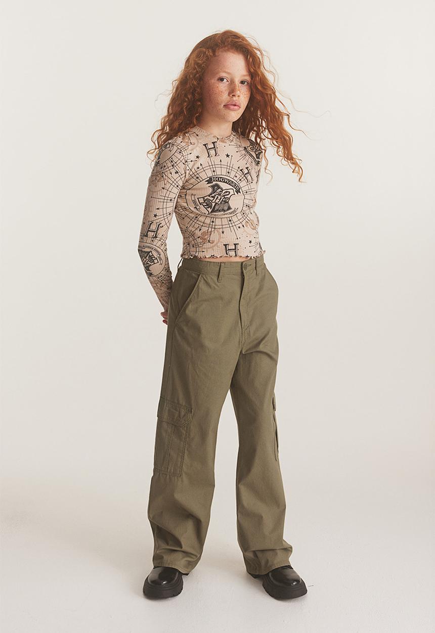 H&M - Printed jersey top - beige, multi