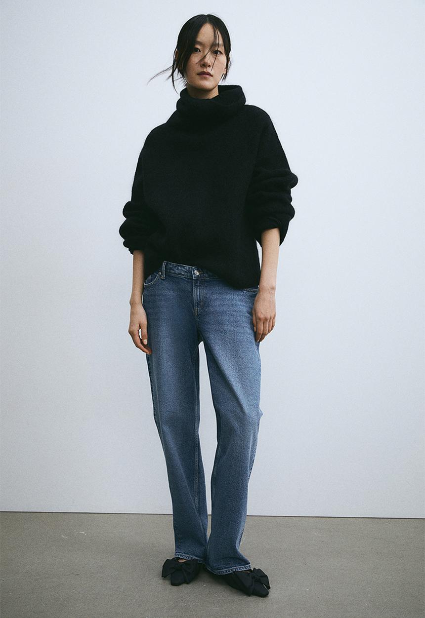 H&M - Mama before & after wide low jeans - denim blue
