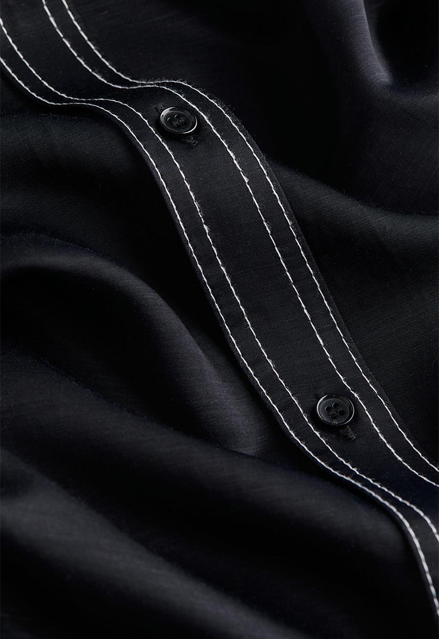 H&M - Oversized satin shirt dress - black