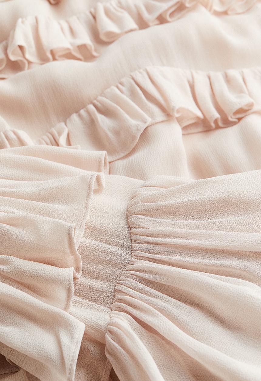 H&M - Frill-trimmed chiffon blouse - powder pink