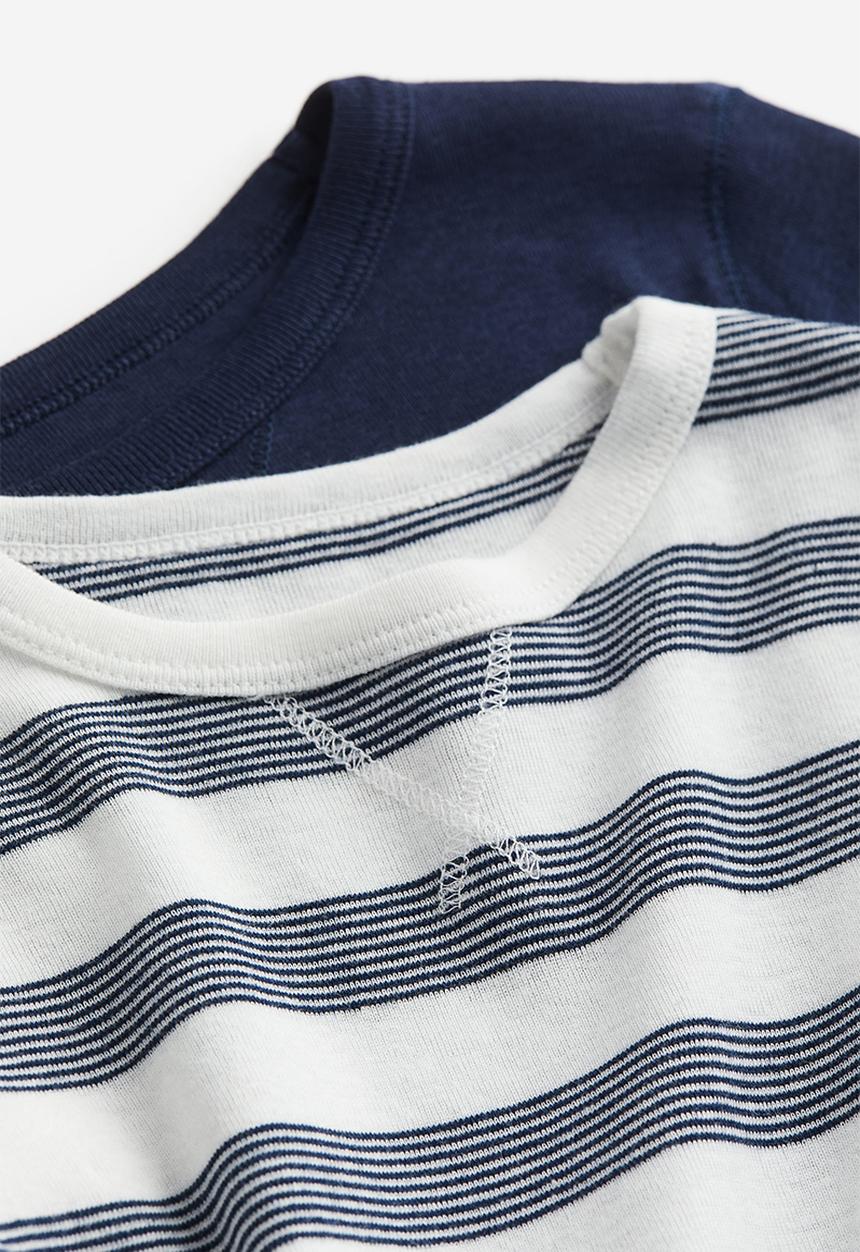 H&M - 2 pack long-sleeved t-shirts - white striped