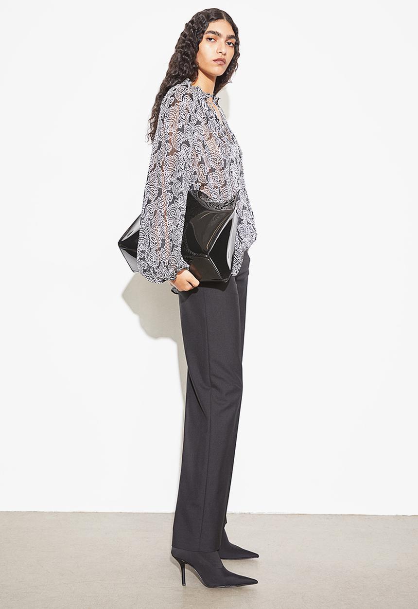 H&M - Frill-trimmed crêpe blouse - black