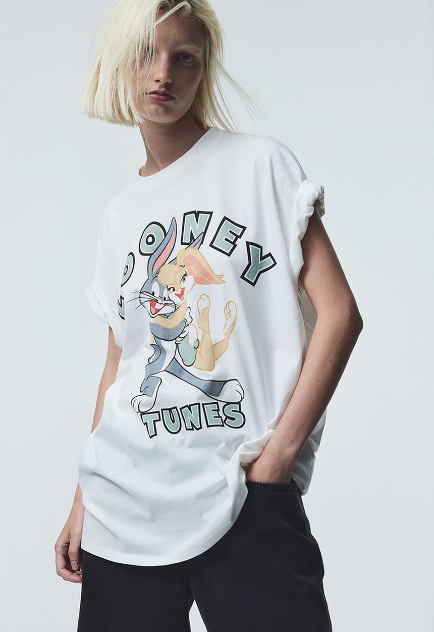 H&M - Oversized printed T-shirt - white