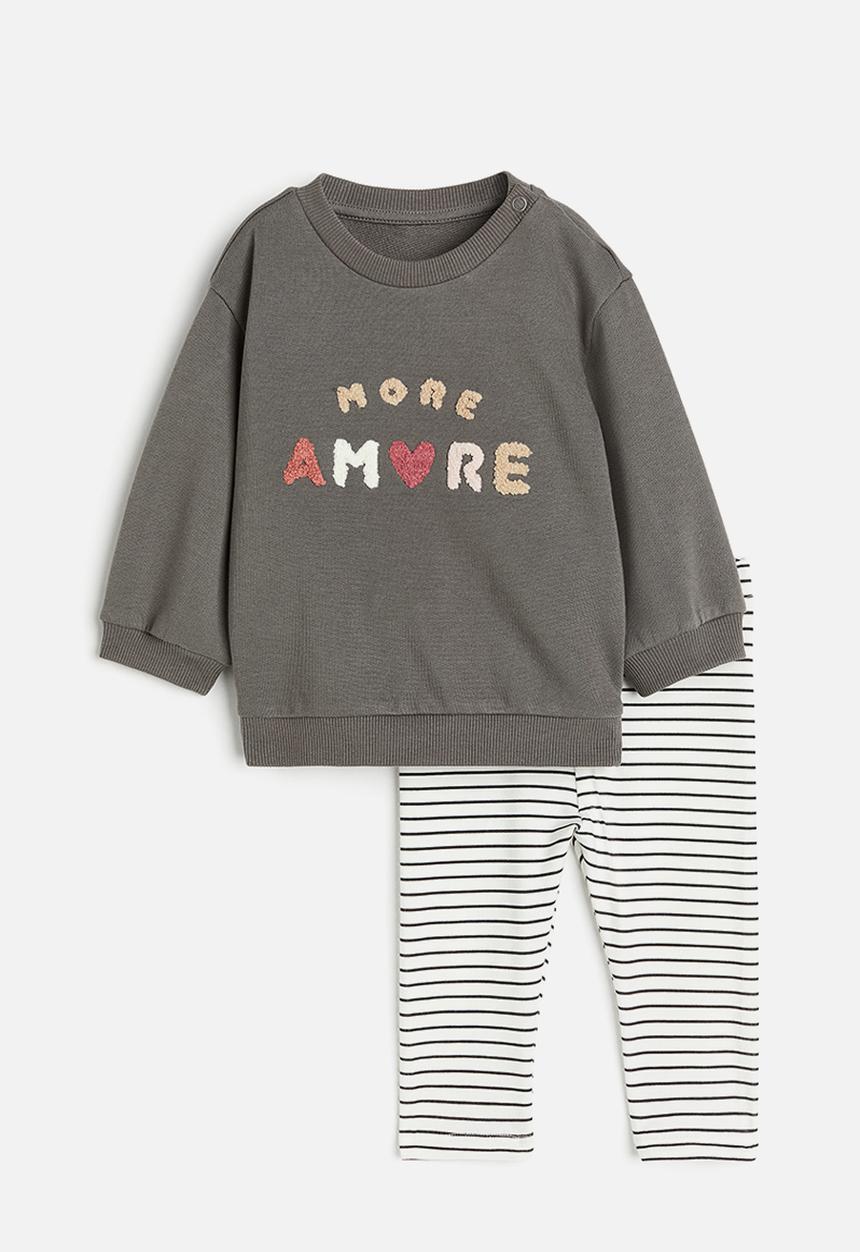 H&M - 2-piece printed cotton set - grey, multi