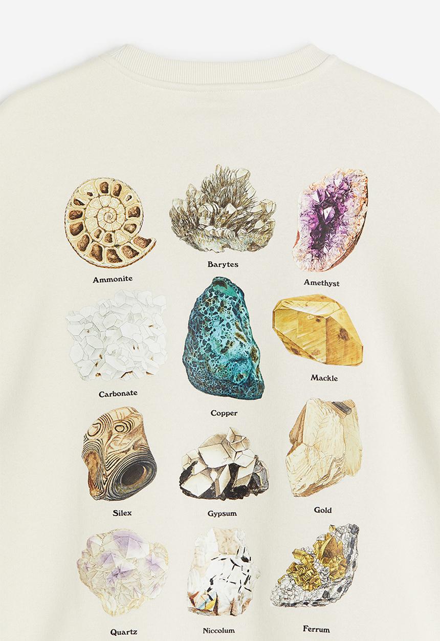 H&M - Loose fit printed sweatshirt - cream & stones