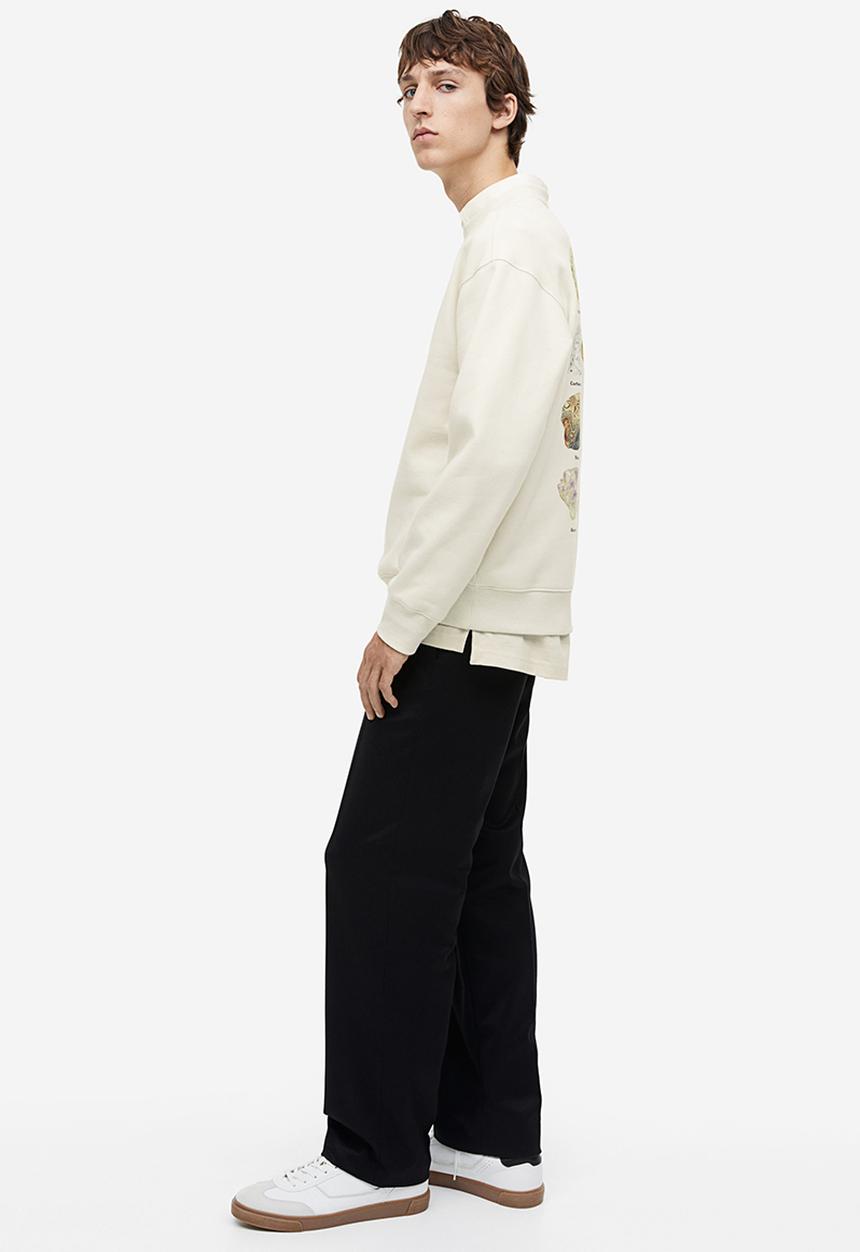 H&M - Loose fit printed sweatshirt - cream & stones
