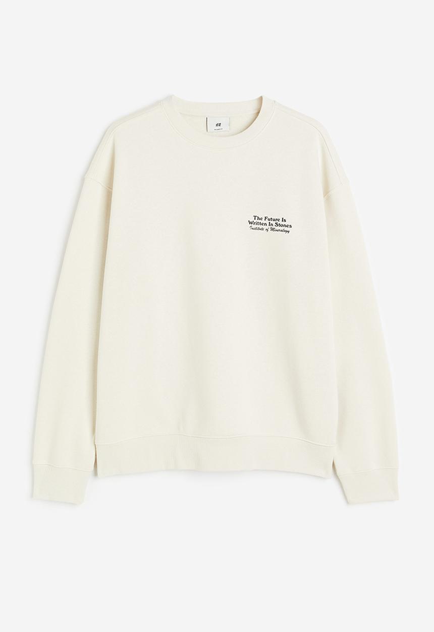 H&M - Loose fit printed sweatshirt - cream & stones