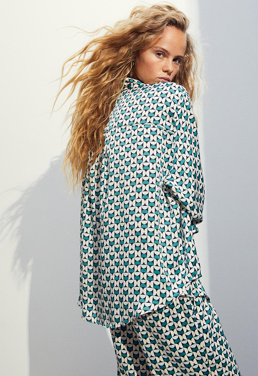 H&M - Satin shirt - green