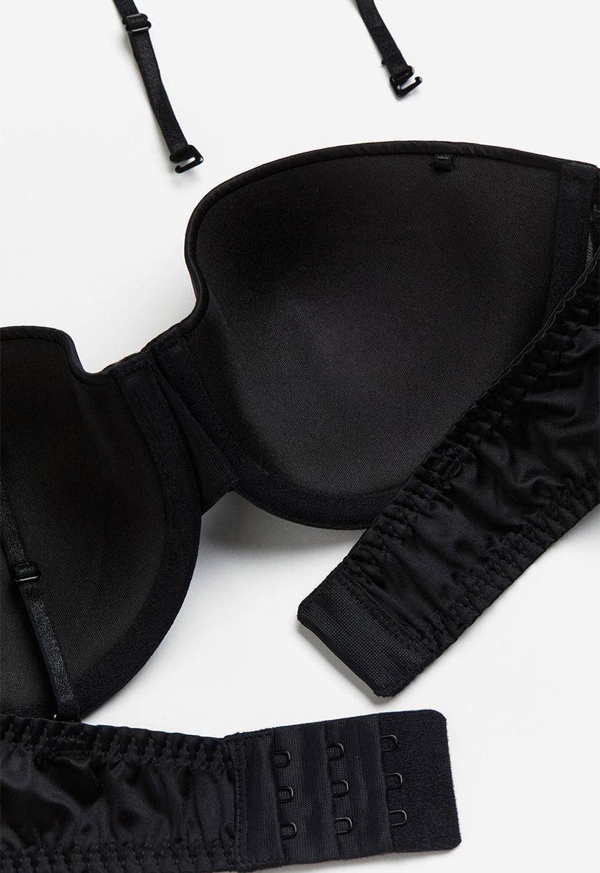 H&M - Satin padded balconette bra - black
