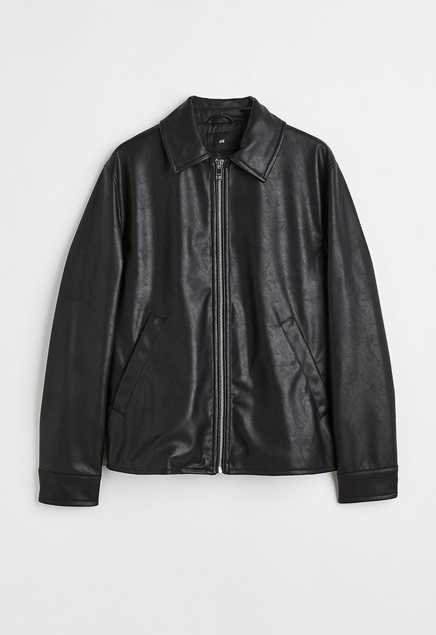H&M - Imitation leather jacket - black