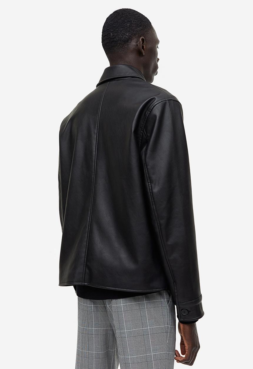 H&M - Imitation leather jacket - black