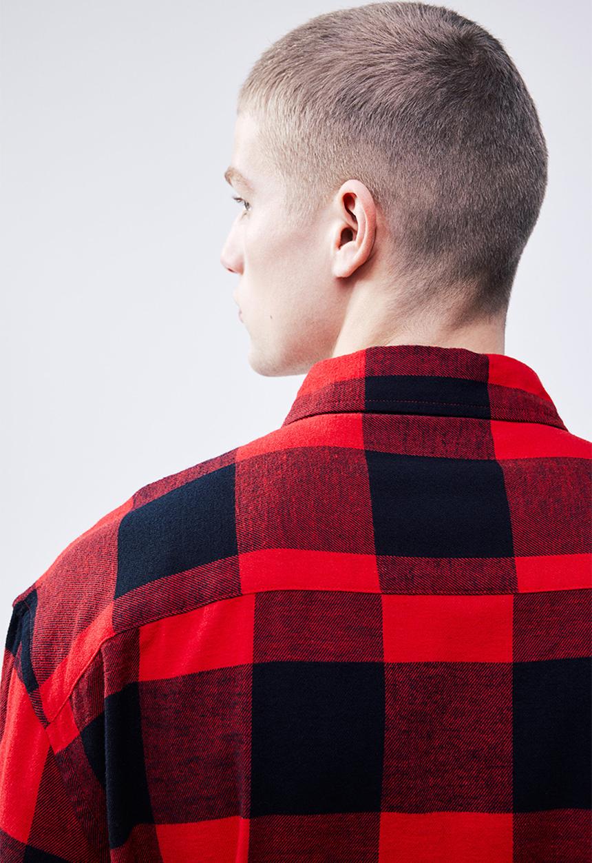 H&M - Relaxed fit flannel shirt - red/checked