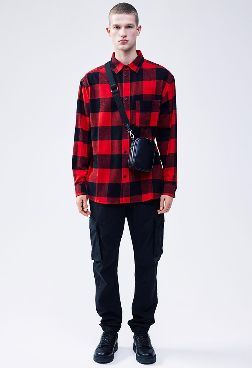 H&M - Relaxed fit flannel shirt - red/checked
