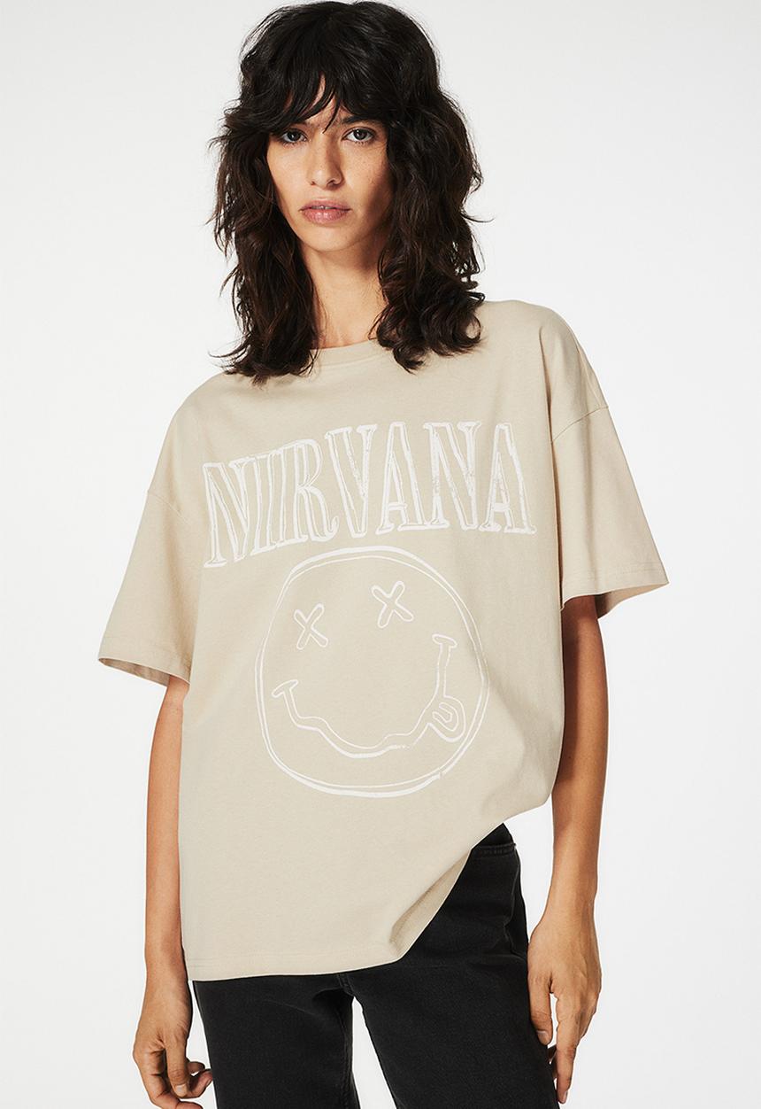 H&M - Oversized printed t-shirt - beige