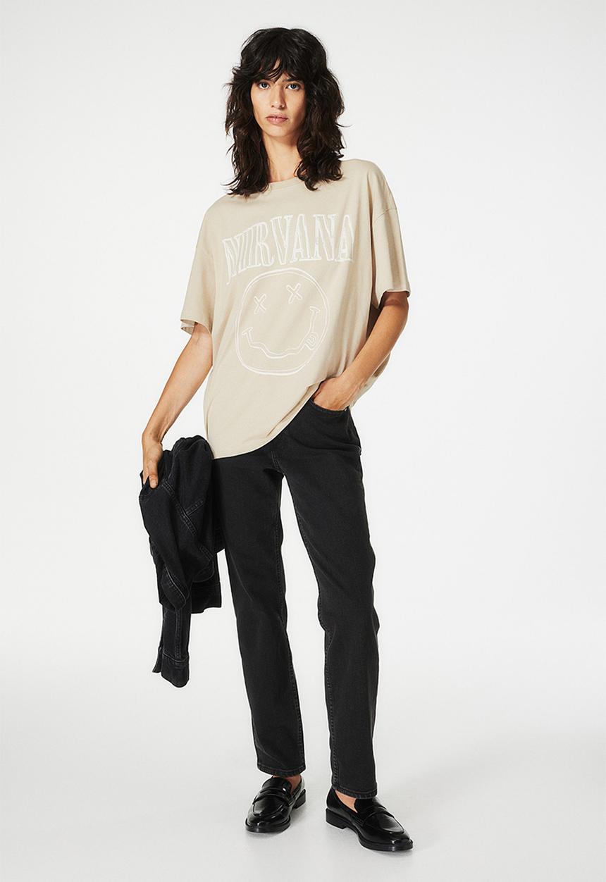 H&M - Oversized printed t-shirt - beige