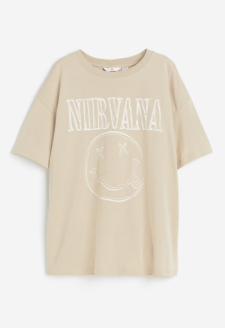 H&M - Oversized printed t-shirt - beige