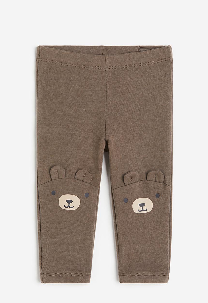 H&M - Appliquéd brushed-inside leggings - beige & brown multi