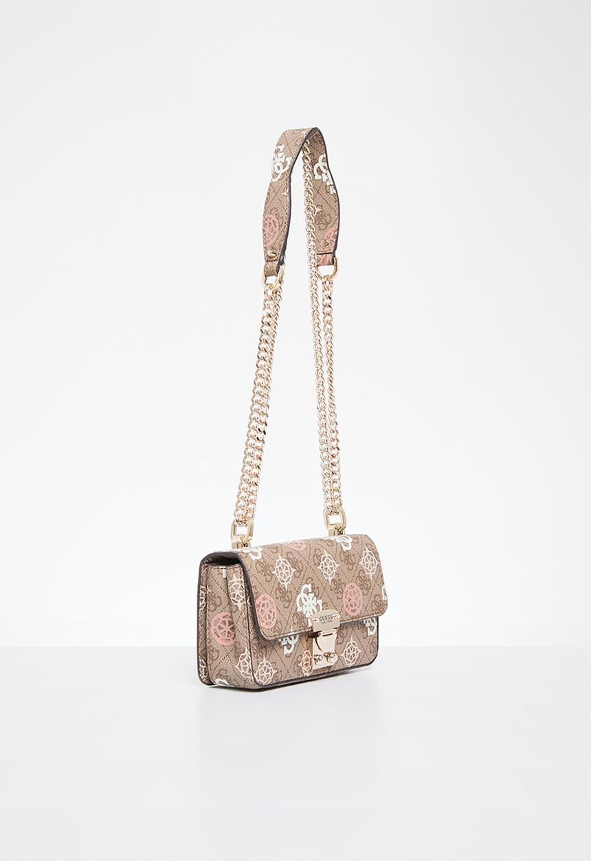 GUESS - Eliette logo mini cvtbl crossbody flap - latte logo multi