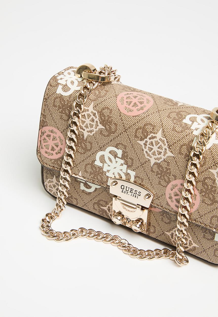 GUESS - Eliette logo mini cvtbl crossbody flap - latte logo multi