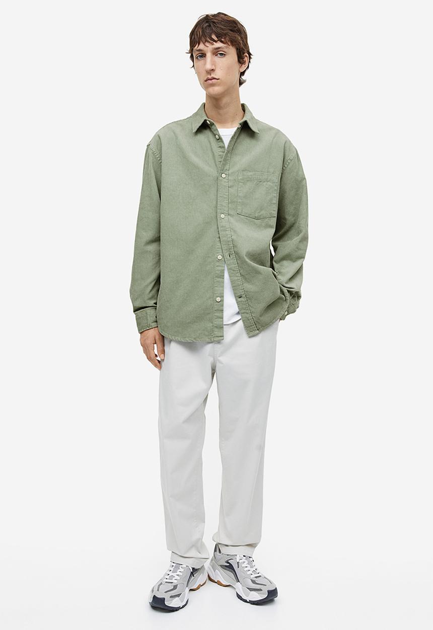 H&M - Relaxed fit corduroy shirt - green