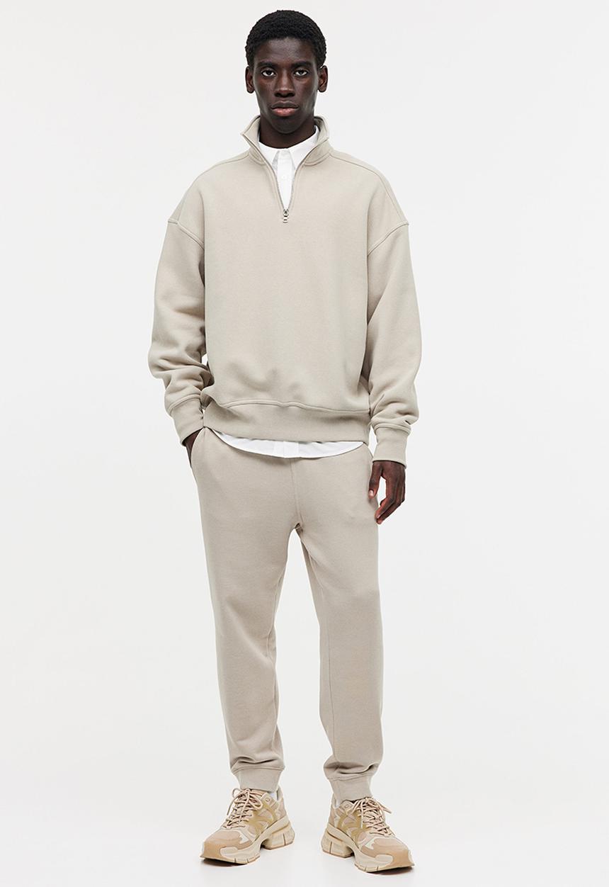 H&M - Oversized fit half-zip sweatshirt - beige