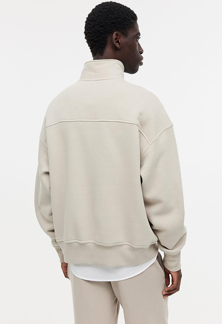 H&M - Oversized fit half-zip sweatshirt - beige