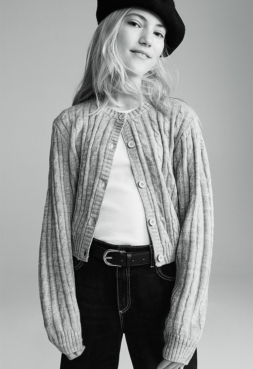 H&M - Cable-knit cardigan - grey