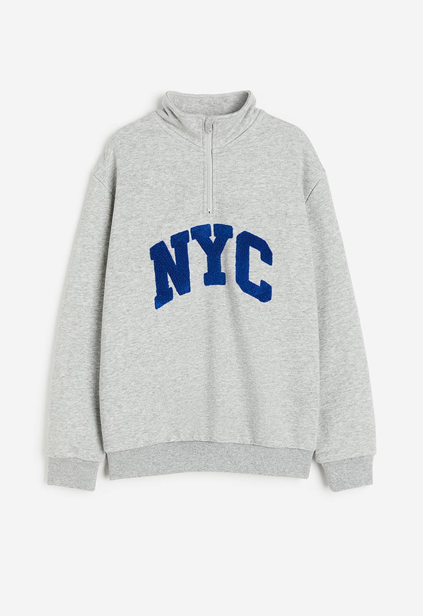 H&M - Zip-top sweatshirt - light grey marl/nyc