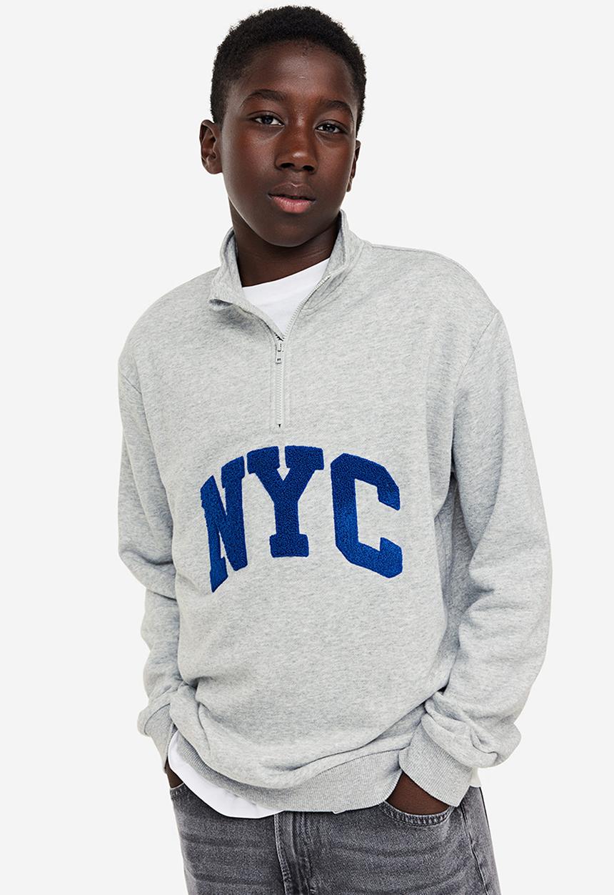 H&M - Zip-top sweatshirt - light grey marl/nyc