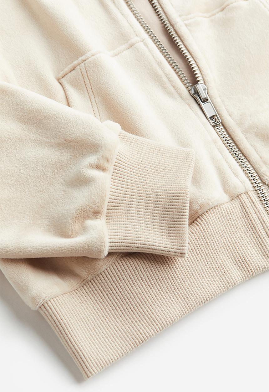 H&M - Velour zip-through hoodie - beige